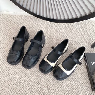 Giày búp bê kiểu dáng mara janes nữ da trần chỉ phối mũi thêu cực xinh- K31