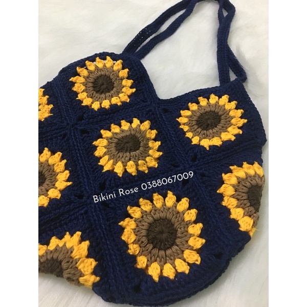 TÚI LEN MÓC HANDMADE HOA HƯỚNG DƯƠNG NHIỀU MÀU CÓ SẴN