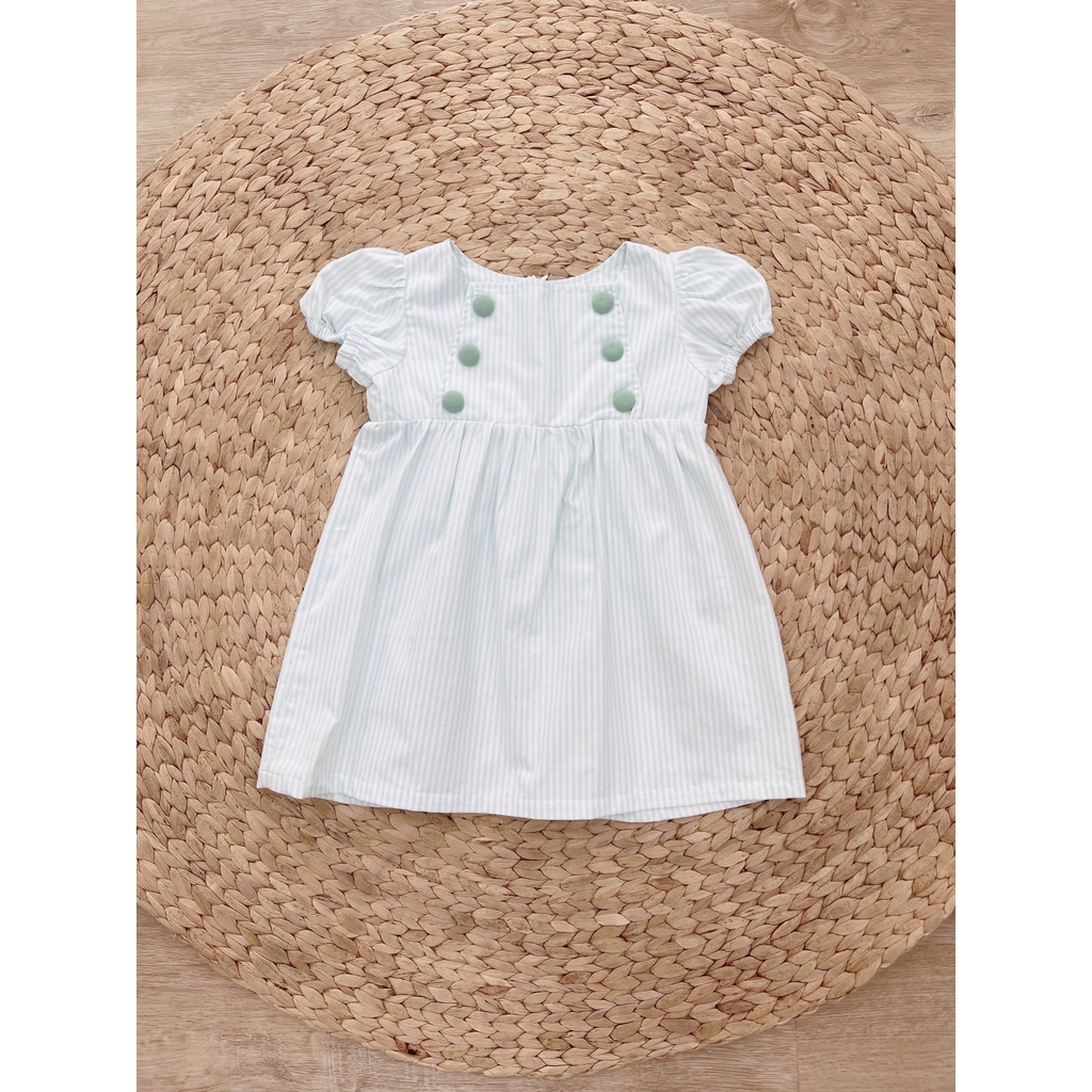 Váy Đầm Bé Gái BabyDoll Cổ Vuông 6 Nút -M192, M193, M194, M195