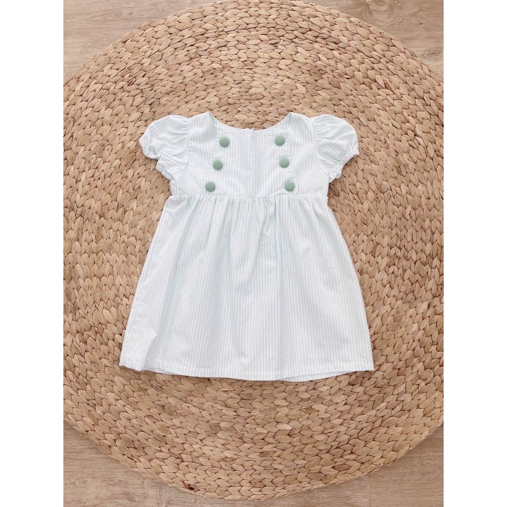 Váy Đầm Bé Gái BabyDoll Cổ Vuông 6 Nút -M192, M193, M194, M195