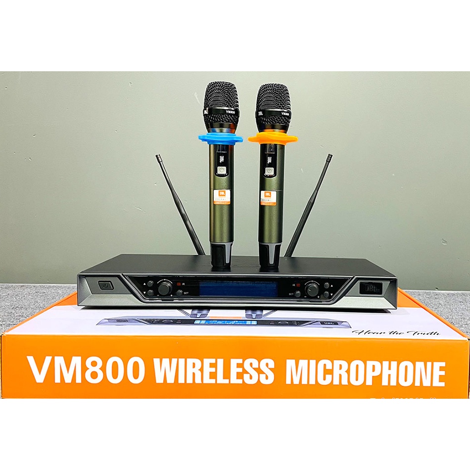 Micro karaoke không dây main tím, có tự ngắt và chống hú cực tốt JBL VM800 - Tặng kèm 02 chống lăn - Bảo hành 12 tháng