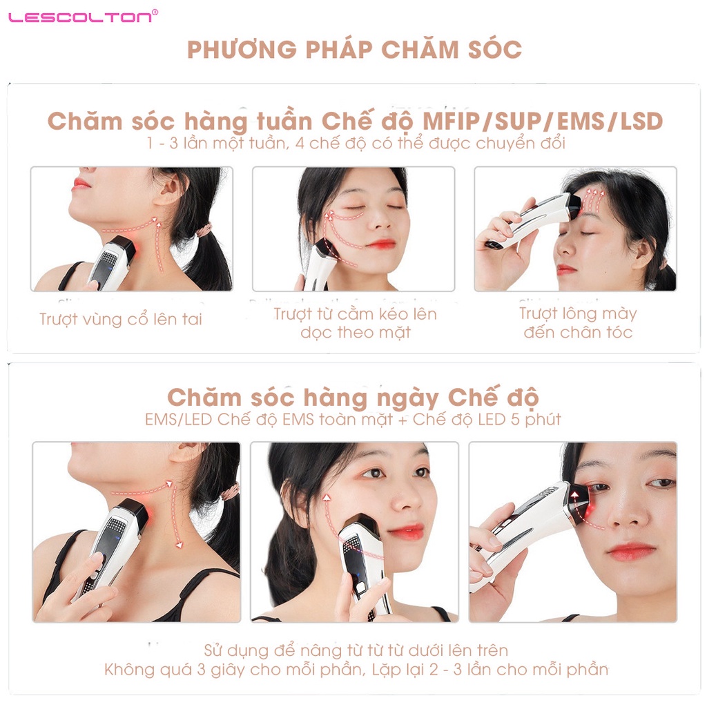 Máy đẩy tinh chất nâng cơ mặt Lescolton chăm sóc da trẻ hóa tái tạo da massage mặt giảm nếp nhăn công nghệ ion