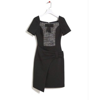 Đầm vải tweed cổ vuông