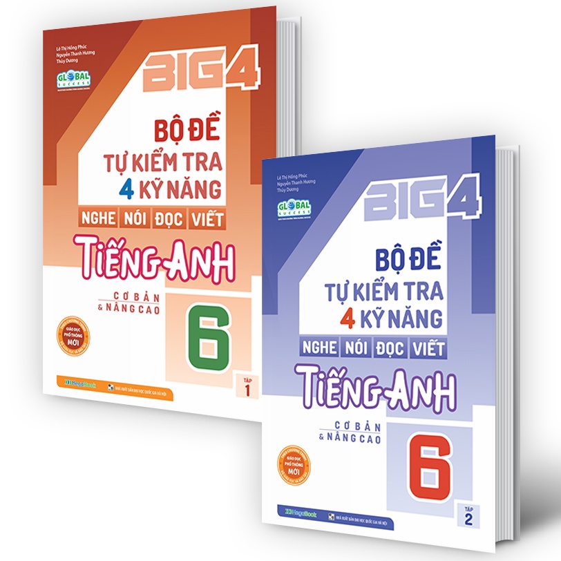 Sách - Combo Big 4 bộ đề tự kiểm tra 4 kỹ năng Nghe - Nói - Đọc - Viết tiếng Anh (cơ bản và nâng cao) Lớp 6 (MG)