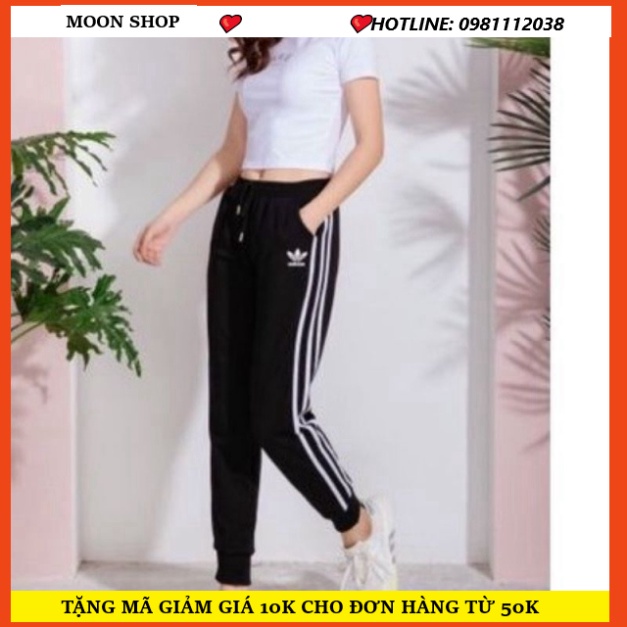 Quần Sport adidas nữ_Quần Sport viền kẻ sọc dáng jogger chất dày đẹp cho nữ [ FREE SHIP TỪ 2 SP]