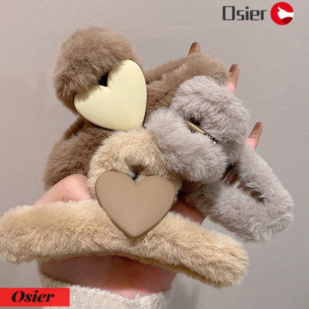 Kẹp Tóc Càng Cua Hình Trái Tim Bằng Vải Lông Thời Trang Mùa Đông 1