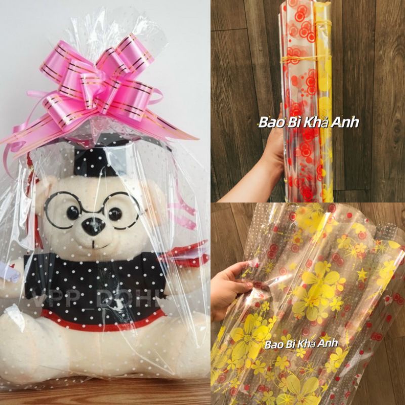 Bao kiếng bọc gấu bông , lẵng quà size 40x60cm 50x70cm hàng đẹp