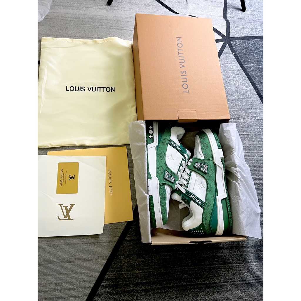 Giày LV Louis Vuitton Trainer Black White, Giày Sneaker LV Xanh, Hông, Xám Grey Hottrend 2022