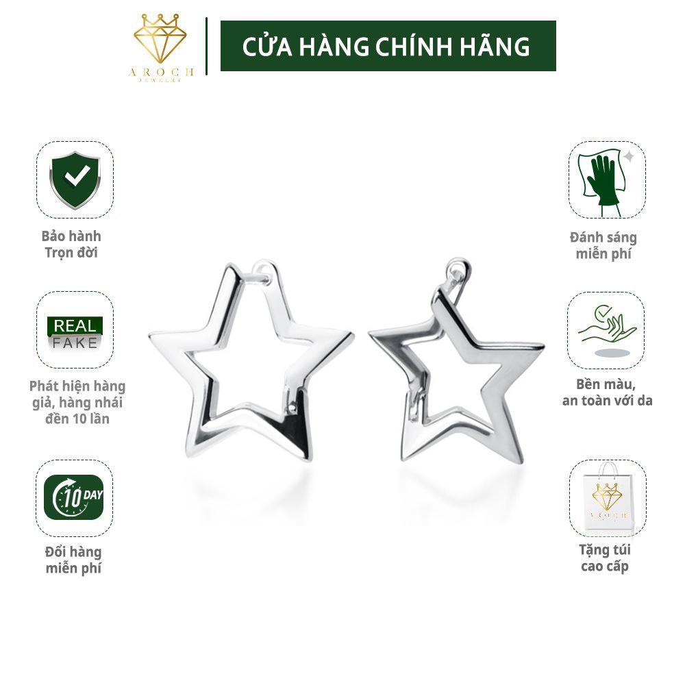 Khuyên tai bạc Ý s925 sao nhỏ 5 cánh lạ mắt G3744 - AROCH Jewelry