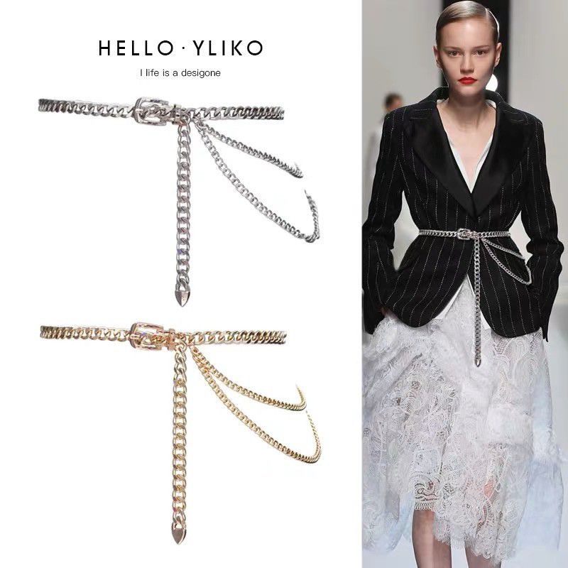 🌸 Dây nịt xích 🌿 Freesize khoá cài tuỳ chỉnh 🌿 2 màu : Trắng - Vàng