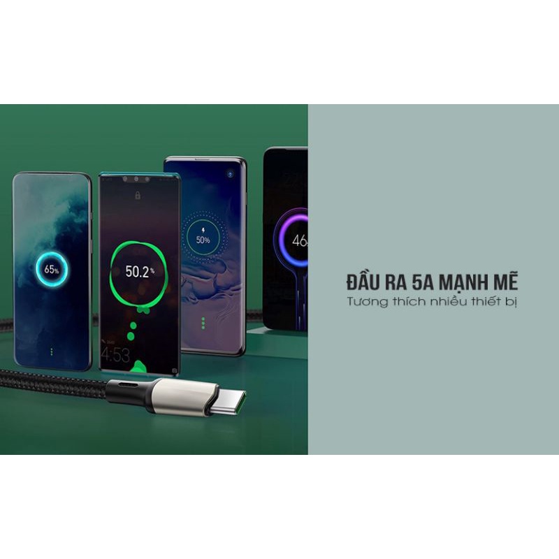 Cáp sạc nhanh, siêu bền Baseus Cafule Type C VOOC Cable cho OPPO/Samsung/Huawei/ Xiaomi