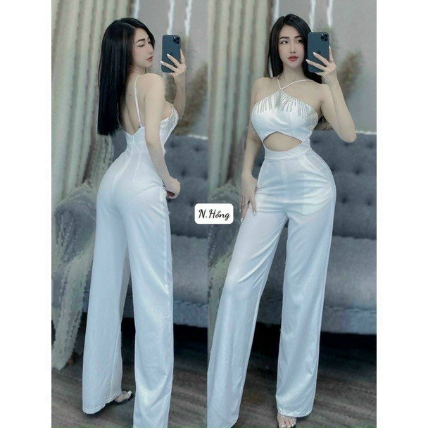 Áo liền quần dây chéo ống rộng kèm phụ kiện có mút Gu Fashion