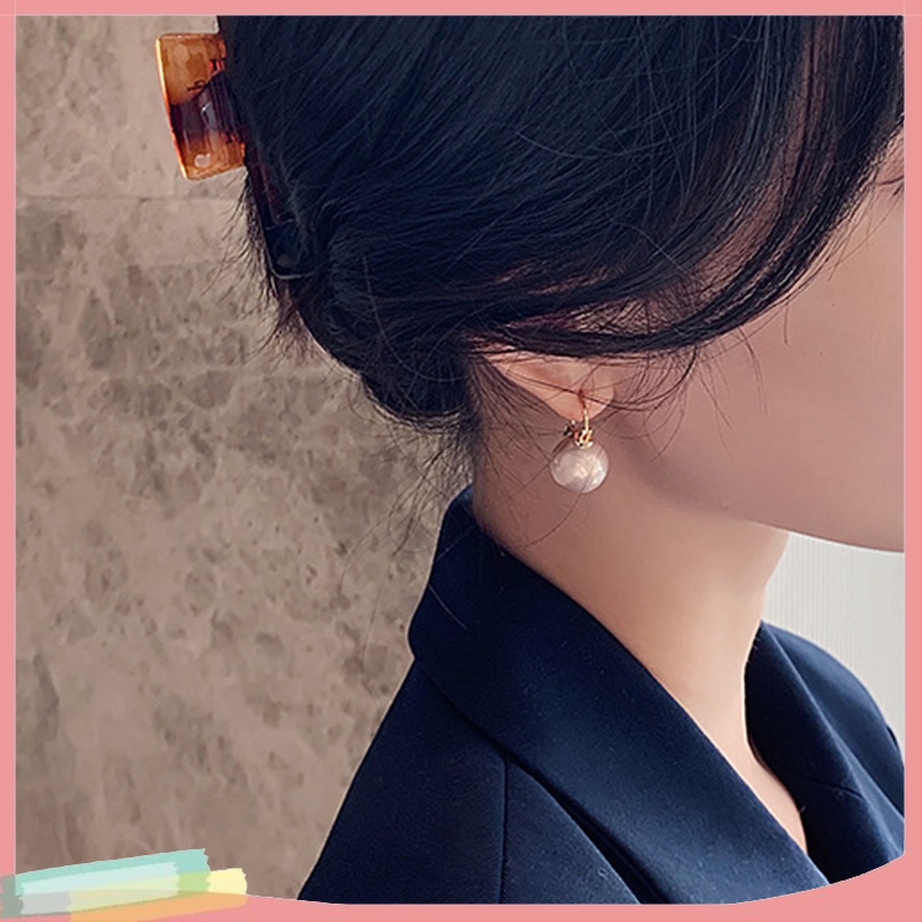 Đôi bông tai hình học đính ngọc trai giả thời trang cho nữ