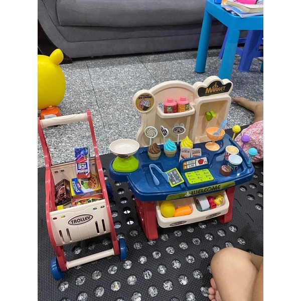 ĐỒ chơi bán hàng SIÊU THI , kèm xe đẩy 40ct cho bé