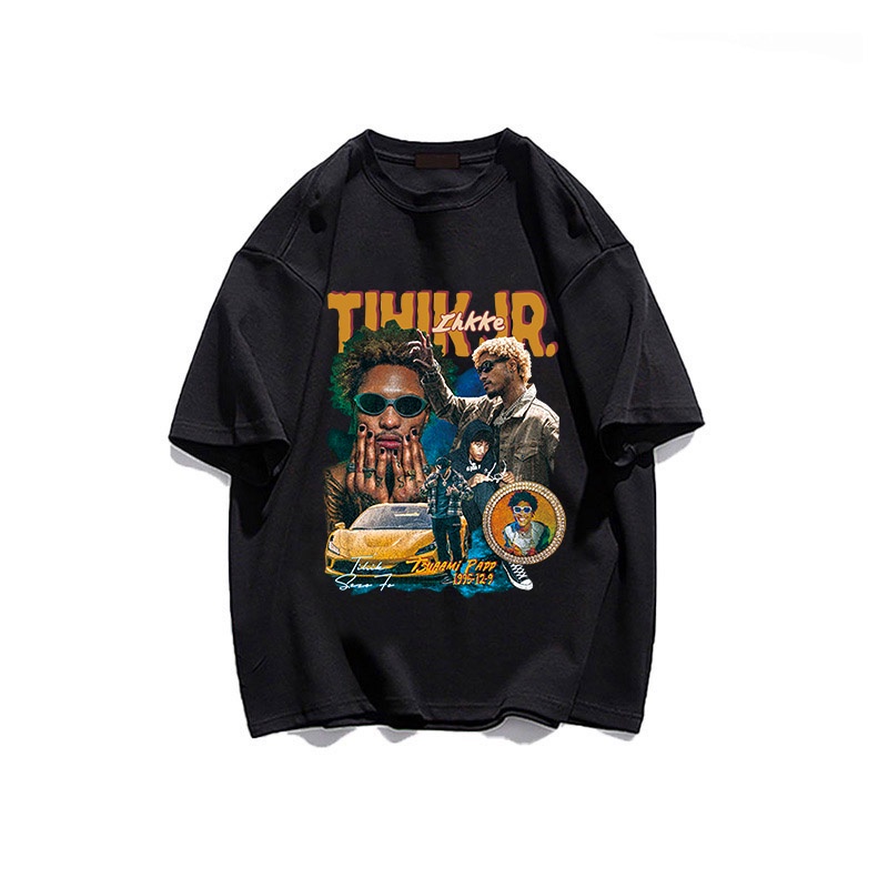 Áo thun unisex pofloret dáng rộng ngắn tay in ngôi sao bóng rổ cổ điển thời trang cao cấp