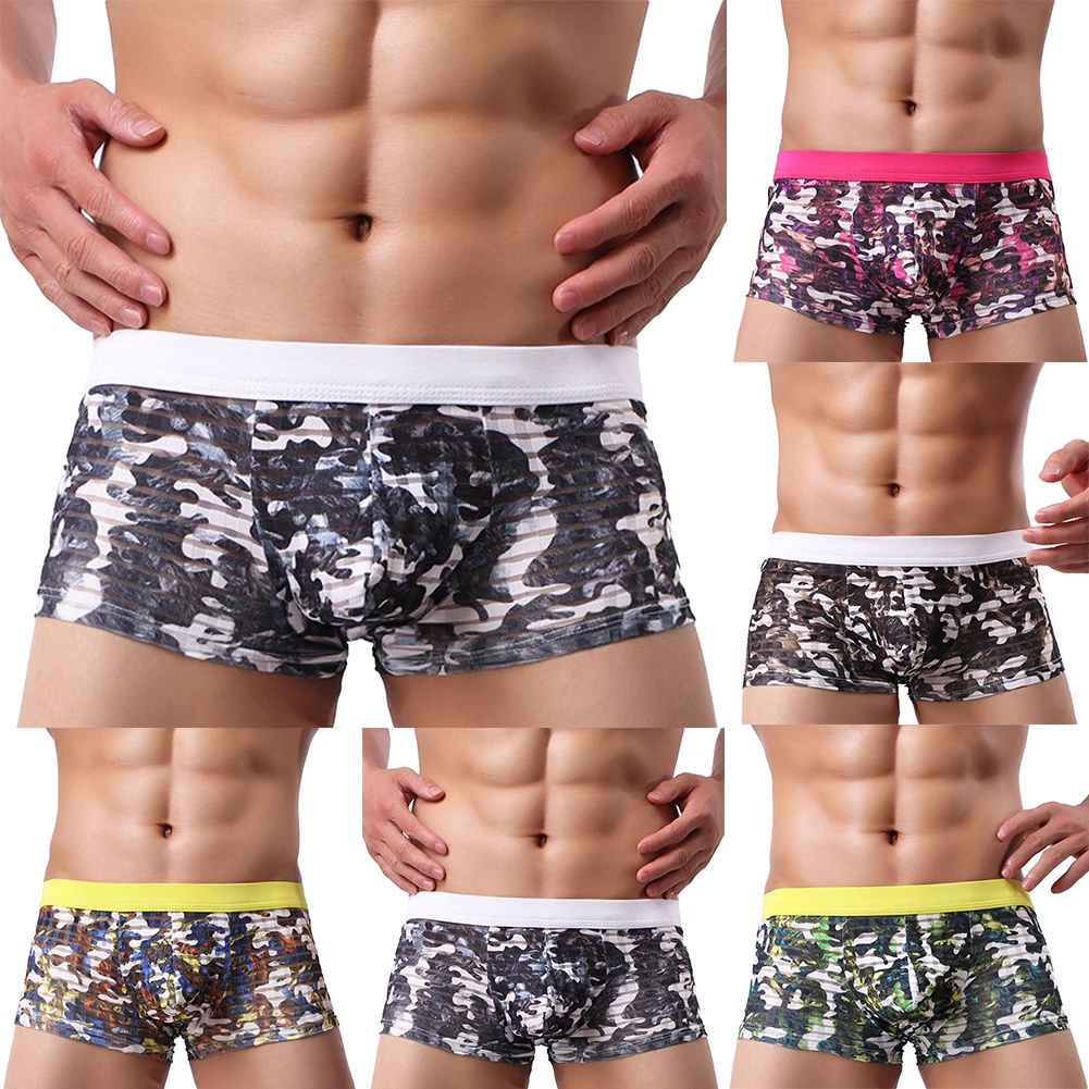 Quần Lót Boxer Lưng Thấp Co Giãn Họa Tiết Rằn Ri Cho Nam