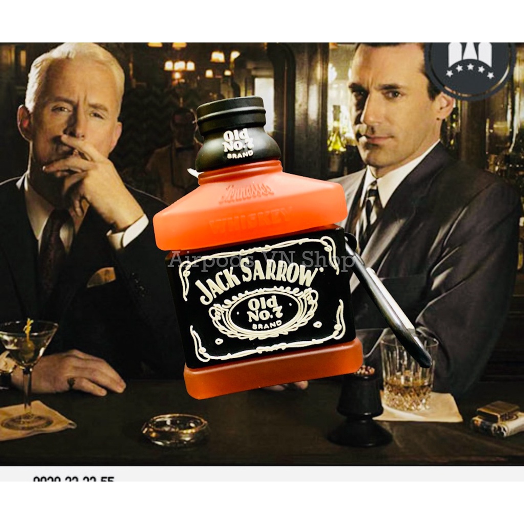 Vỏ bao case Airpods 1/2 chai rượu whisky silicon cao cấp