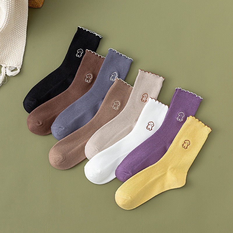 Sét 5 Đôi Tất Cổ Cao Nữ Hình SoCiuuu Cưng Xỉu