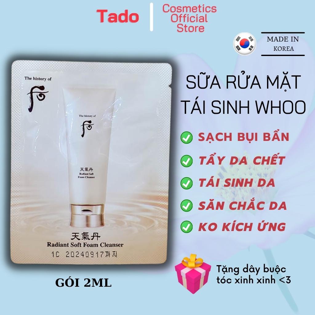Sữa Rửa Mặt Whoo Tái Sinh Radian Soft Foam Cleanser Sạch Sâu Dịu Nhẹ Dùng Được Cho Mọi Loại Da Kể Cả Da Treatment 2Ml