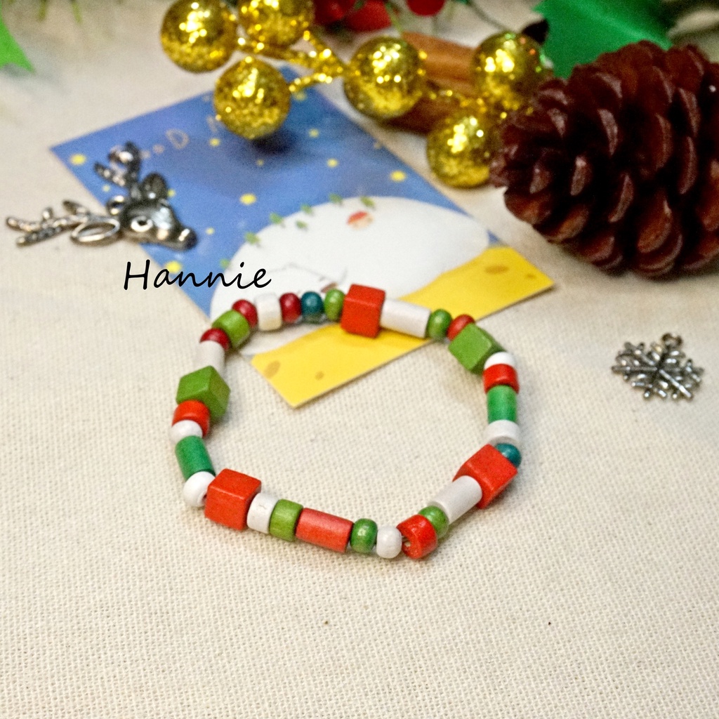 Set móc khóa - nhẫn - vòng tay - vòng cổ đỏ xanh lá - Trang sức Giáng Sinh Noel Xmas Christmas