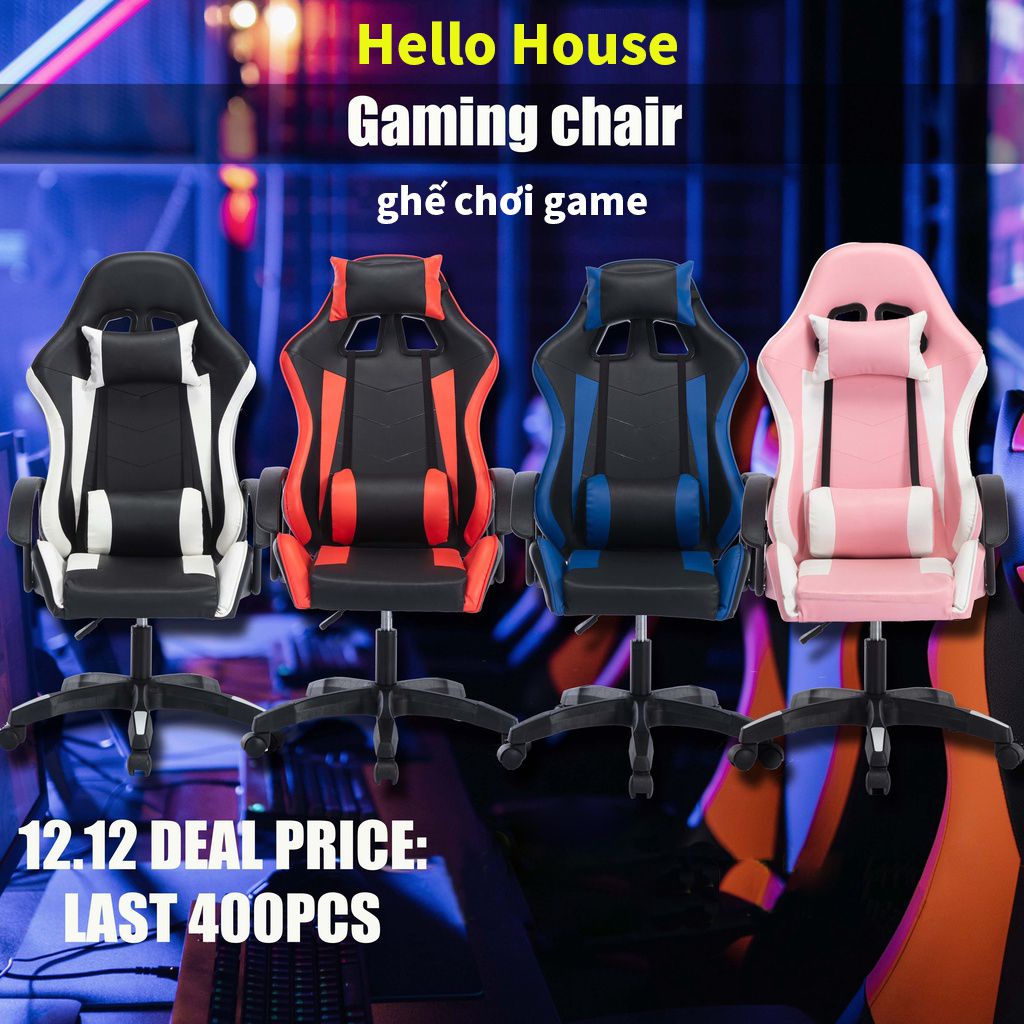 Ghế gaming giá rẻ Có Ngả Lưng Tựa Đầu Thoáng Khí Đệm Dày 6cm Công Thái Học Kiểu Dáng Thanh Mảnh Hiện Đại ChịuLựcc