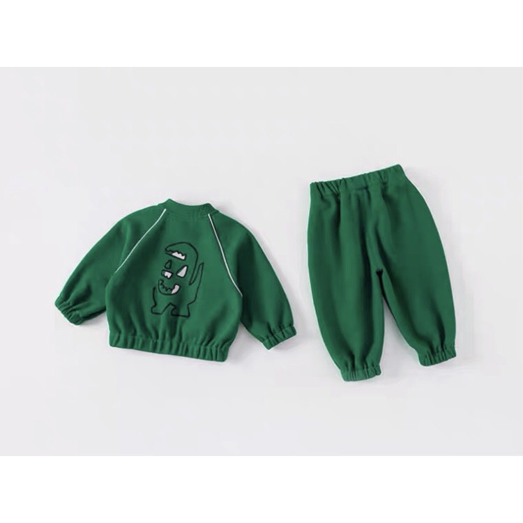 Bộ Thu Đông Bomber Trẻ Em Cho Bé Trai Và Bé Gái Hình Khủng Long Chất Nỉ Da Cá Mềm Mịn Thời Trang Trẻ Em Poskids