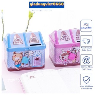 Két đựng tiền mini hình ngôi nhà cho bé kèm khóa