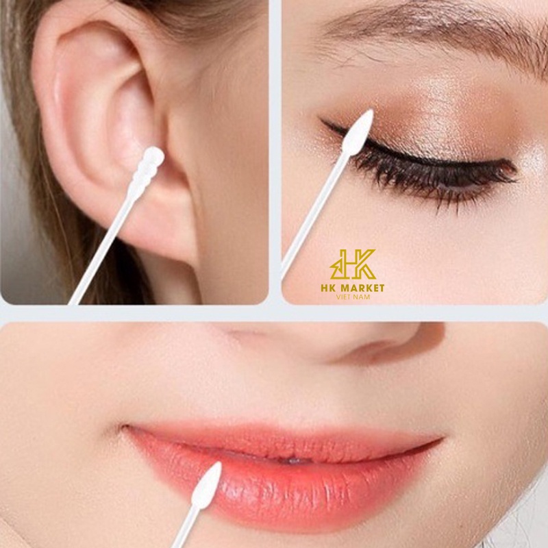 Hộp 200 Chiếc Tăm Bông Ngoáy Tai 2 Đầu Cotton Cao Cấp  Dùng 1 Lần Tiện Lợi