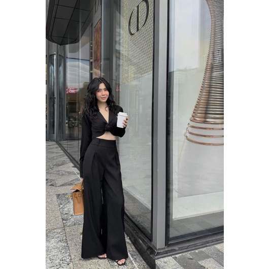 Sét áo croptop hoa hồng quần dài Cocobebe