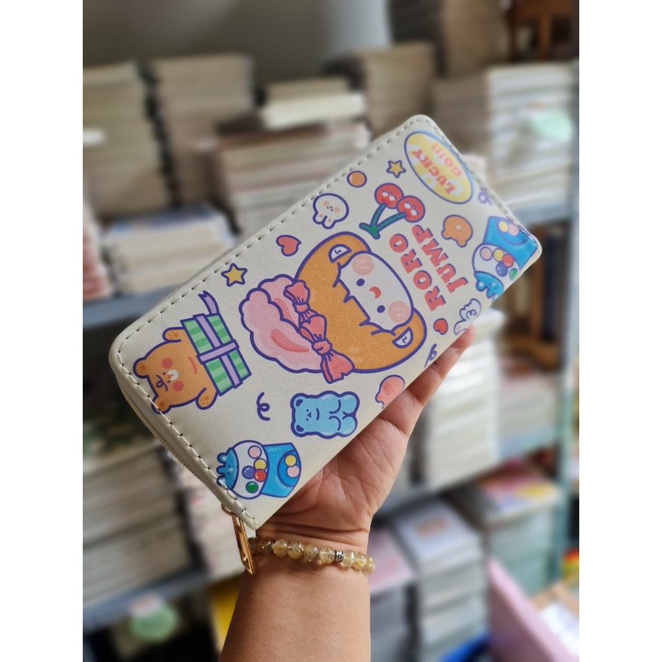 Ví nữ dài cầm tay dễ thương khóa kéo.