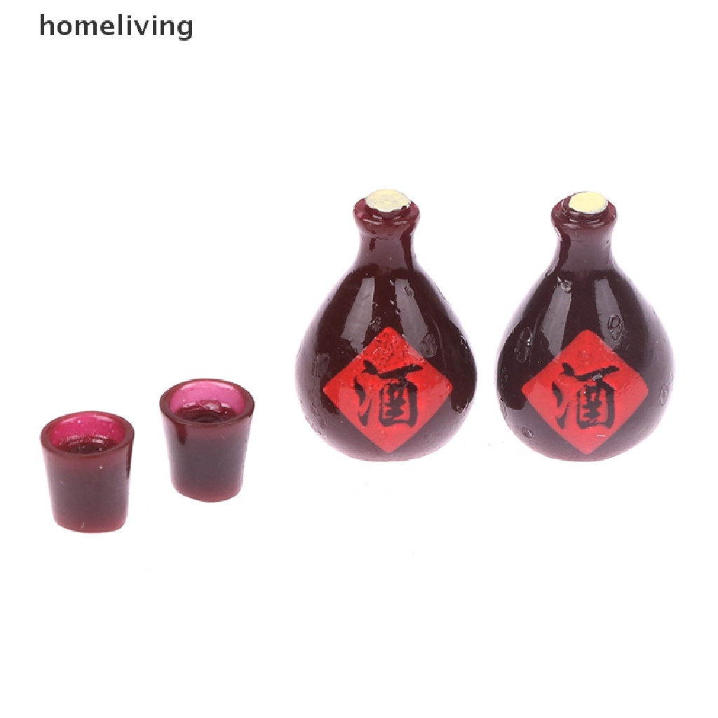 Set 4 Mô Hình Ly Rượu Thủy Tinh Mini Trang Trí Nhà Búp Bê