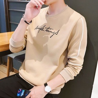 Áo thun nam tay dài màu nâu họa tiết 3 gạch trước ngực thu đông unisex sweater cao cấp giá rẻ