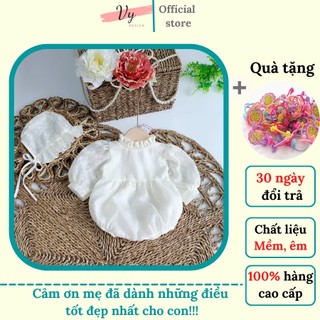 Bodysuit Cho Bé Gái Sơ Sinh. Váy Tết Bé Gái Thiết Kế Cao Cấp Kèm Mũ, Đầm Đầy Tháng, Váy Sơ Sinh