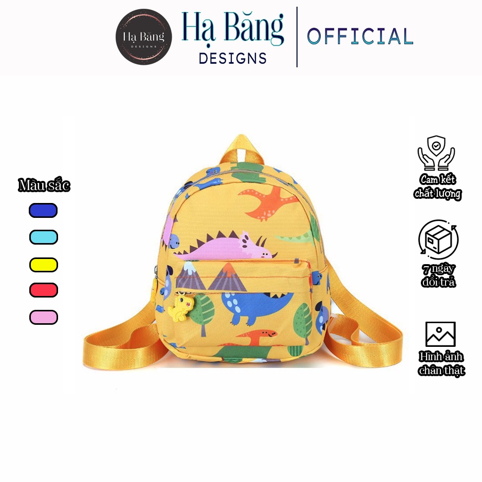 Balo đi học cho bé nhiều màu chống nước có nhiều ngăn Hạ Băng Designs - khủng long nhỏ 001