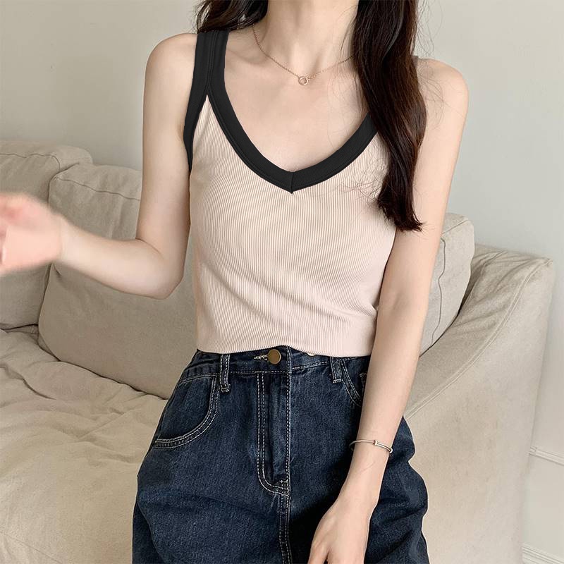 NRVP Áo Tank Top Đơn Co Giãn Phong Cách Hàn Quốc Với Đệm Lót