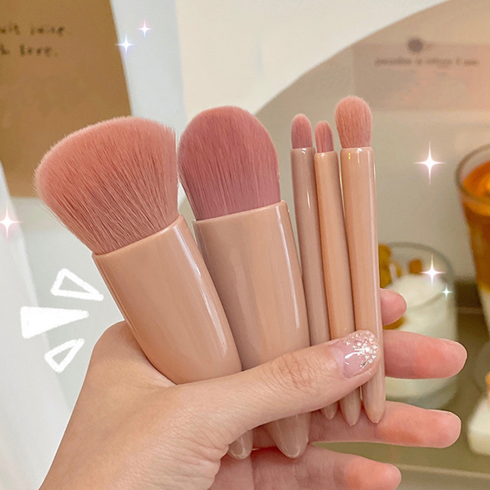 Bộ 5 cọ trang điểm mini ONUOBAO có hộp gương soi đa năng tiện lợi mang đi du lịch