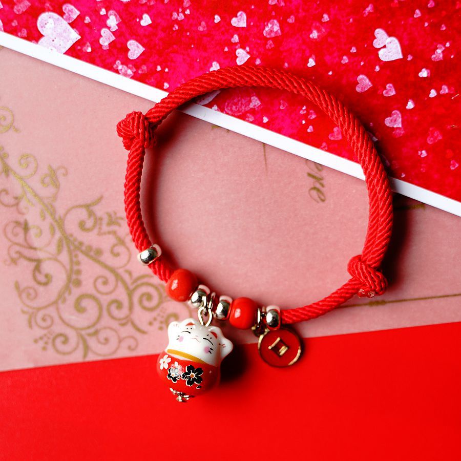 [Hàng sẵn] Lắc tay mèo may mắn xinh xắn, Dây đeo có thể điều chình được, Có nhiều màu lựa chọn