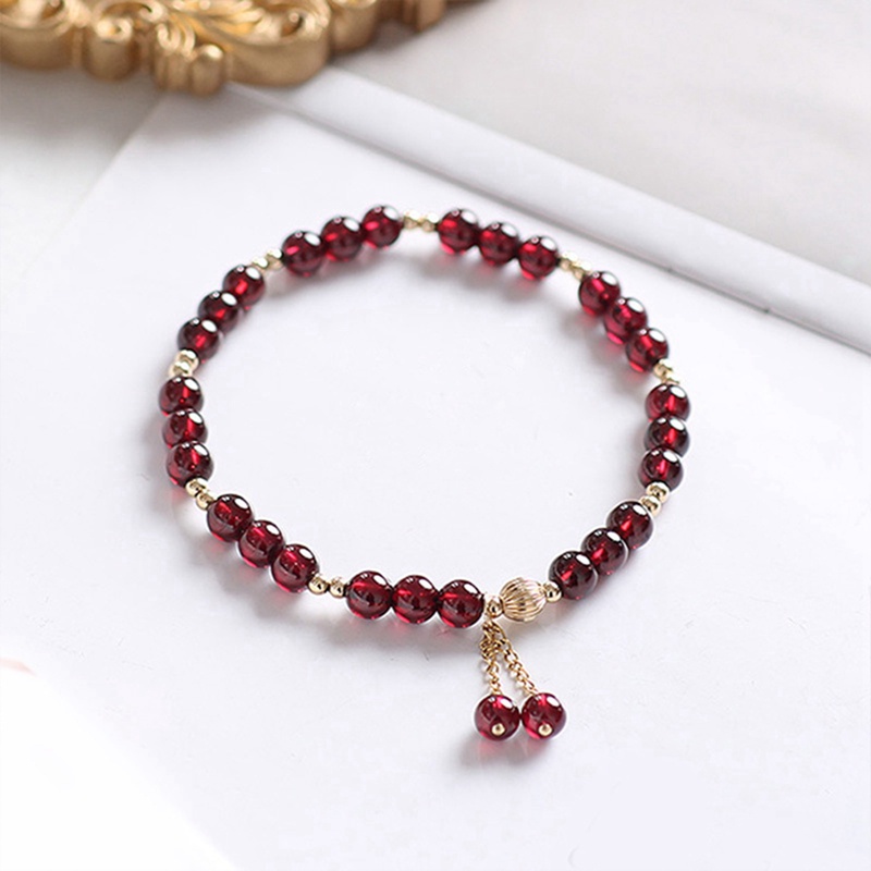 Ygt Vòng Tay Chuỗi Hạt Đá Garnet Tự Nhiên Màu Trong Mờ Thời Trang Cho Nữ