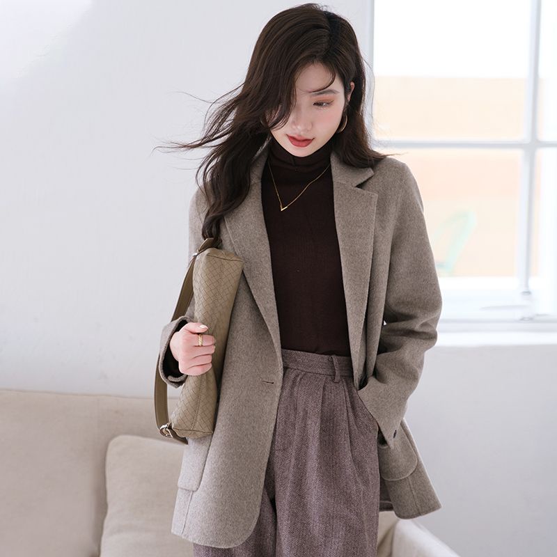 Áo Khoác Len Cao Cấp Dáng Ôm Ngắn Thời Trang Thu Đông 2022 Dành Cho Nữ