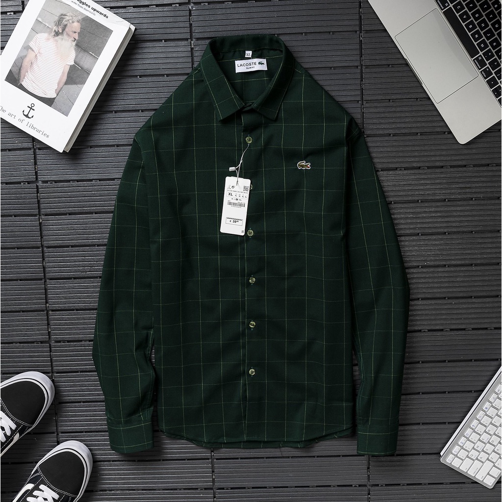 Áo Sơ Mi Nam Caro Dài Tay Màu Xanh Lá Đậm LC - Chất Vải Oxford Cao Cấp Mát Mịn, Dễ Phối Đồ - Đẳng cấp phái