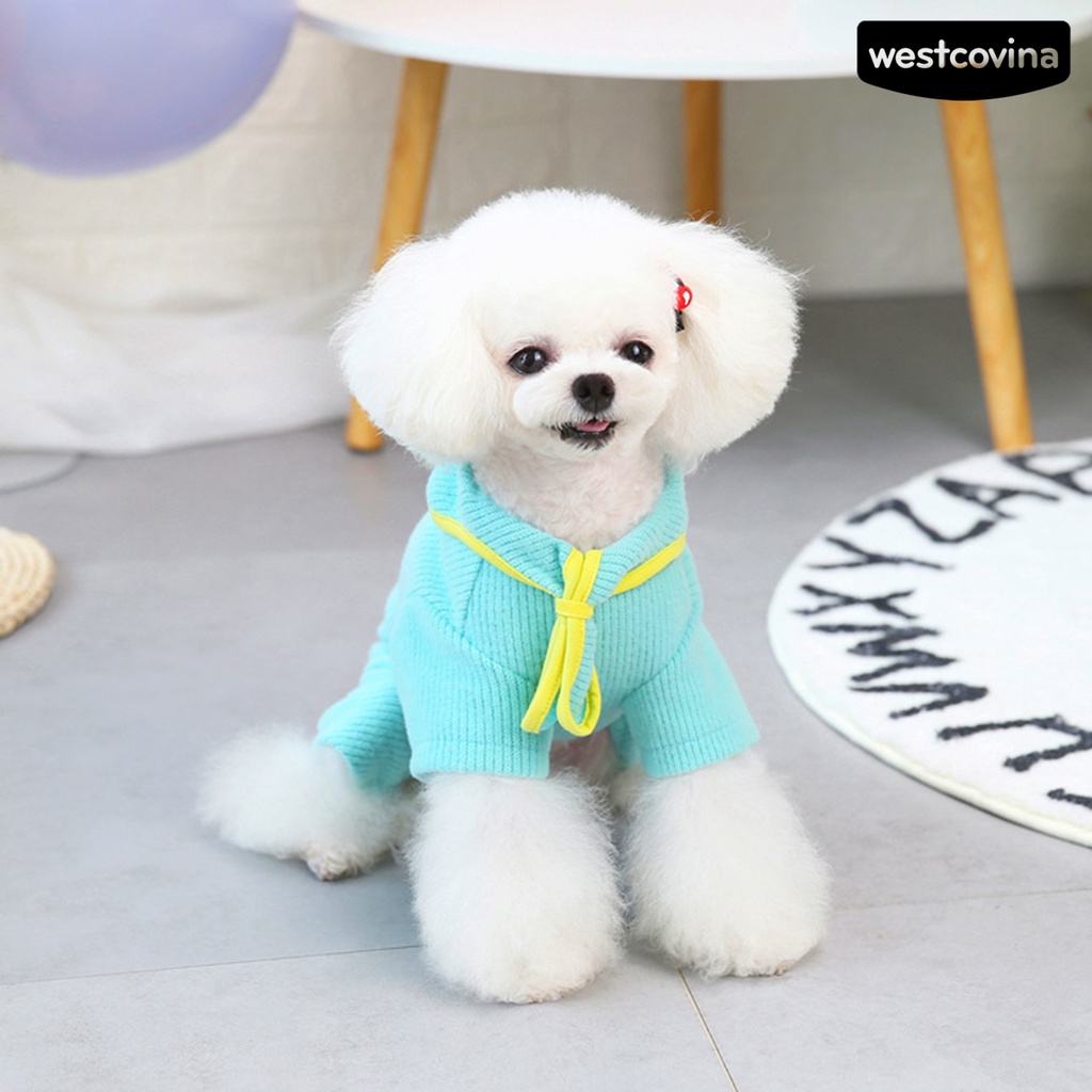 [COD]♘Bộ Đồ Ngủ Liền Thân Giữ Ấm Bốn Chân Màu Trơn Thời Trang Dành Cho Cún Cưng Cỡ Nhỏ