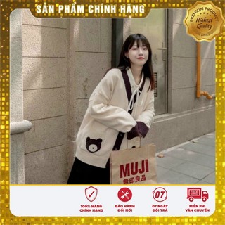 Áo cardigan túi gấu chất len dày mịn form rộng dáng vừa xinh xắn, labibi