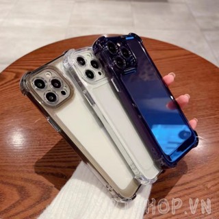 Ốp Điện Thoại Túi Khí Trong Suốt Màu Tím / Đen Đơn Giản Bảo Vệ Camera Cho iPhone 14 14Plus 13 12 11 Pro Max XR IX 7P8Plus