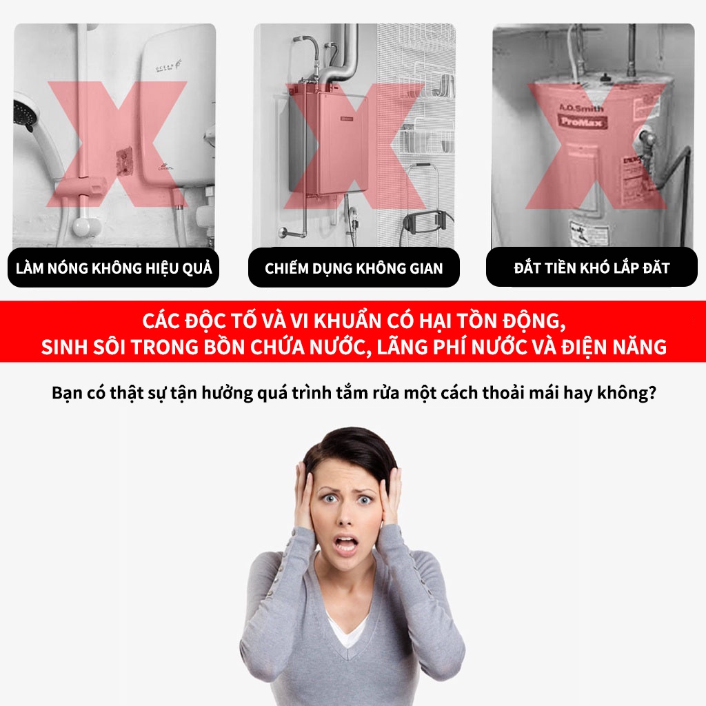 Máy nước nóng trực tiếp Ariston Aures Premium, Bình tắm nóng lạnh an toàn điện đã bao gồm vòi sen - HAPOS