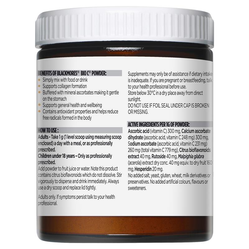 Bột Vitamin C Blackmores Bio C Vitamin C Immune Support Powder 125g, giúp tăng cường miễn dịch