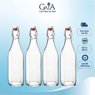 COMBO 4 Chai thủy tinh nút gài kín hơi 1 lít vn