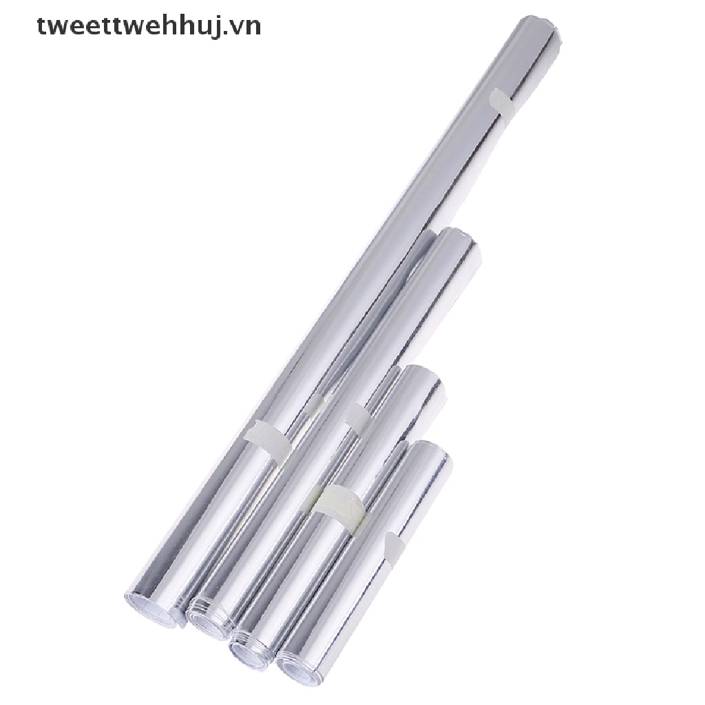 Miếng Dán Đề Can vinyl Mạ Crom Co Giãn Màu Bạc Bóng Trang Trí Gương Xe Hơi TWE
