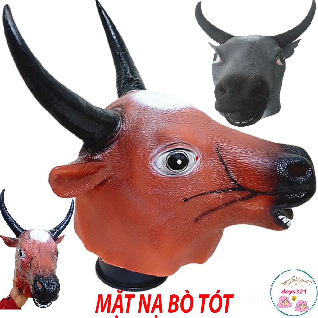 MẶT NẠ BÒ TÓT trùm đầu cao su hóa trang bò sữa bò mộng phù hợp cho Halloween quay video trung thu lễ hội