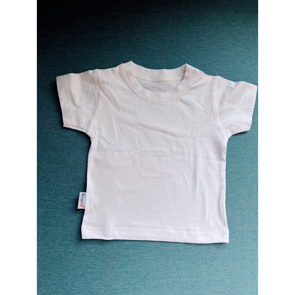 Áo thun tay ngắn cổ tròn màu trắng trơn form rộng thoải mái cho bé trai và bé gái từ 3- 35kg mặc nhà