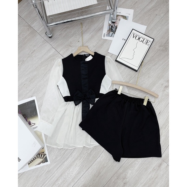 [ 𝐅𝐑𝐄𝐄 𝐒𝐇𝐈𝐏 ] Sét sơ mi phối nơ về hàng siêu xinh Chất tuyết mưa mềm đẹp Hàng may kỹ Lên form đẹp